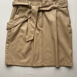 Vero Moda Light Taupe Faux Leather Skirt with Self-Tie